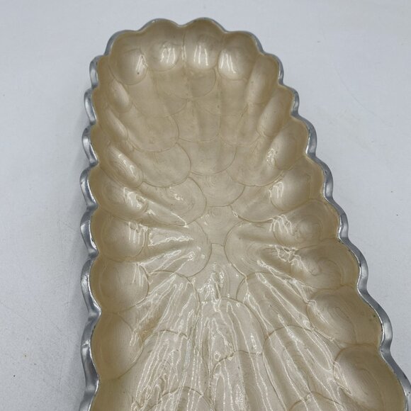 Julia Knight Peony 14” Rectangular Tray Kiwi Cast Aluminum Enamel Pearlized - Picture 6 of 8